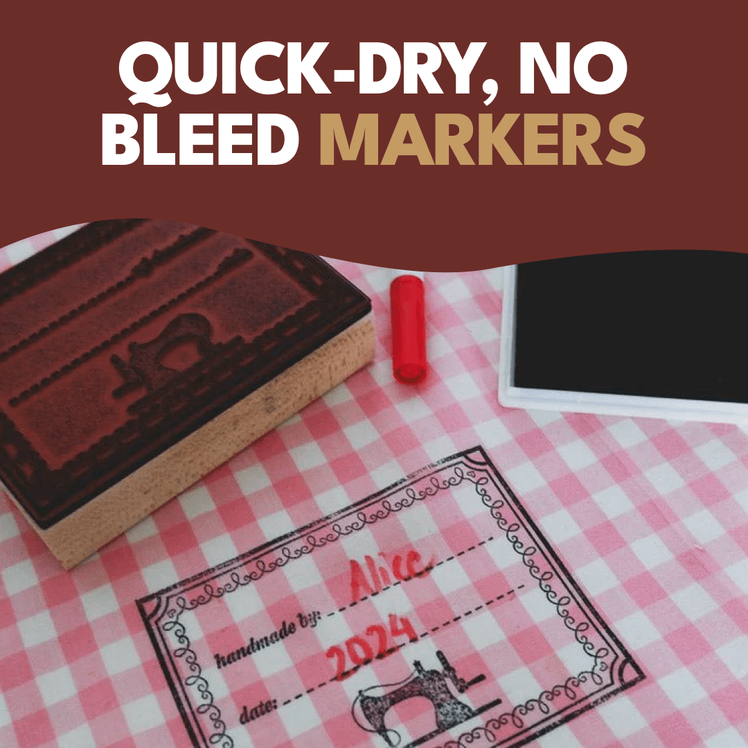 Stamp, Ink pads (Black & Red) & Marker Bundles - MadamSew