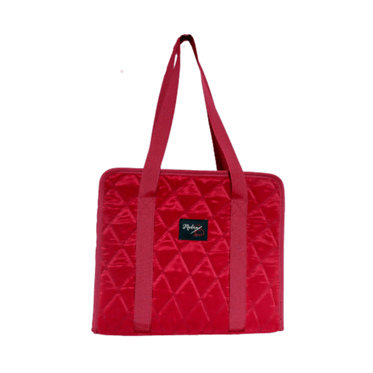 A red Sewing Organizer Binder Bag from Madam Sew