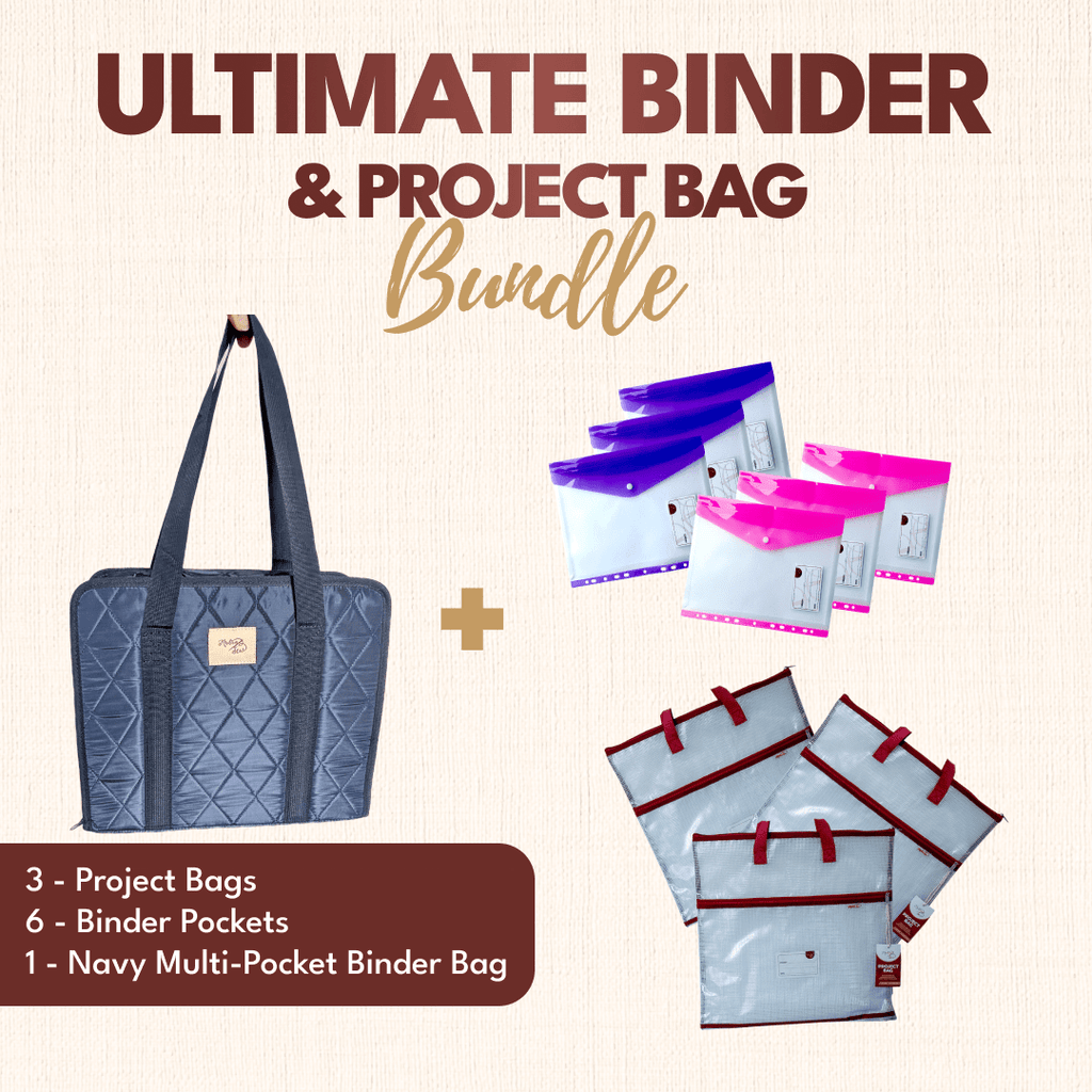 Ultimate Binder & Project Bag Bundle - Navy Binder Pocket - MadamSew