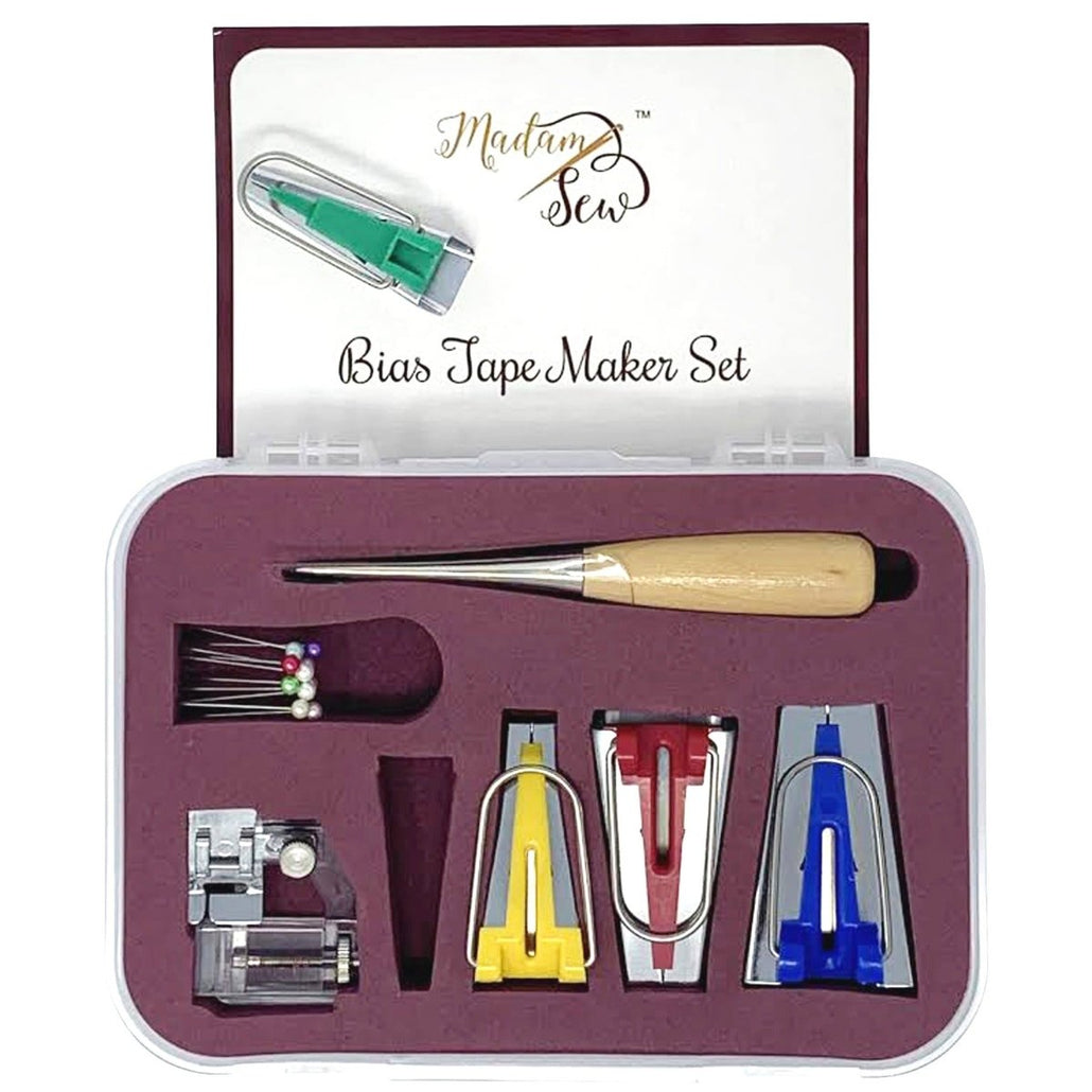 Bias Tape Maker Kit 16 Pcs with Quilting Awl and Binder Foot