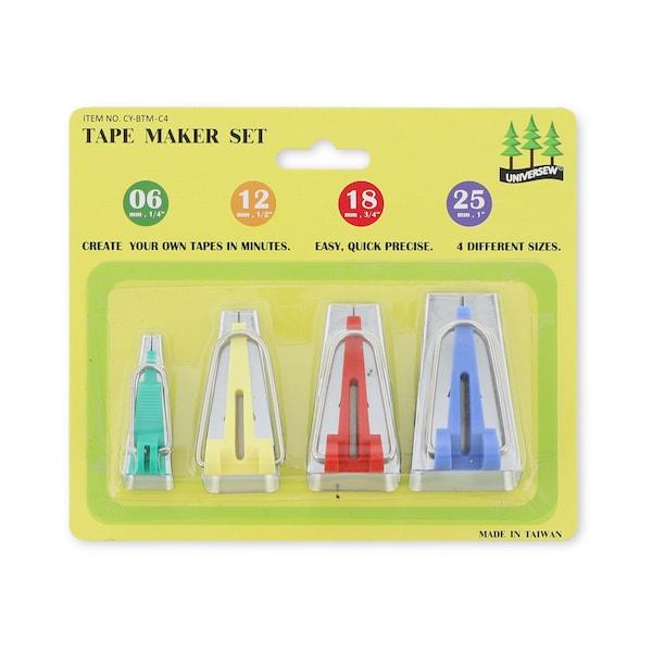 4 bias tape makers in 4 different sizes in the original packaging