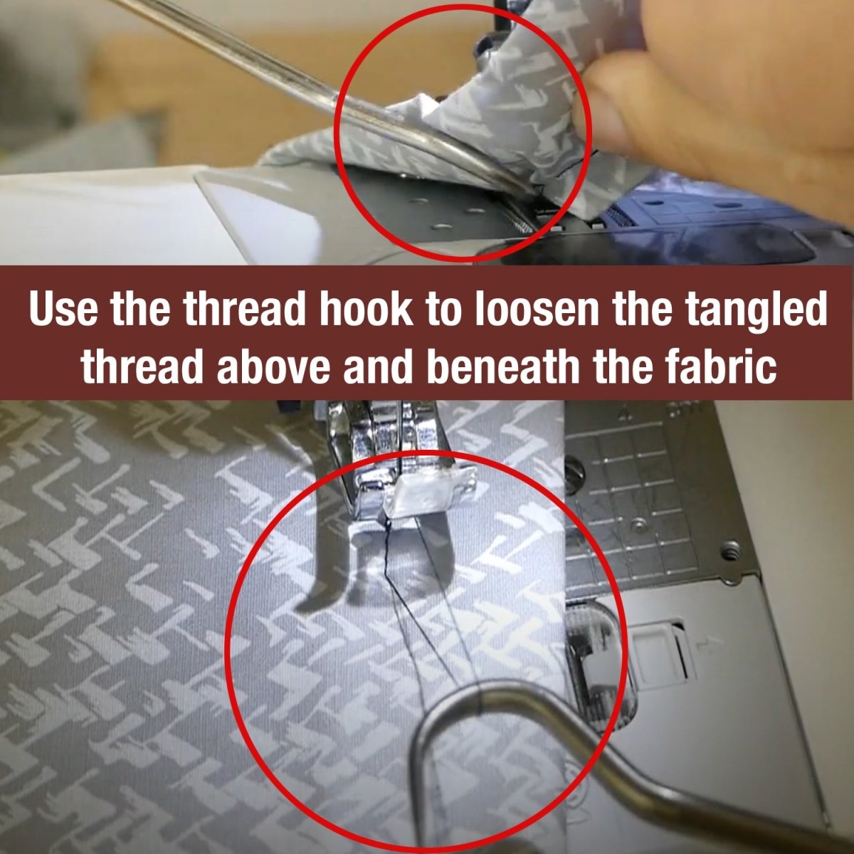 Use the hook of this toolkit to pull threads when you have a bird nest on your sewing machine