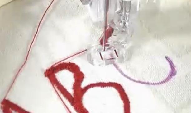Embroidering letters using the Darning Foot, low-shank machine presser foot