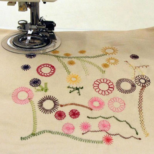 Flower Stitch Presser Foot - Make Pretty Little Flowers & Circular Designs - MadamSew