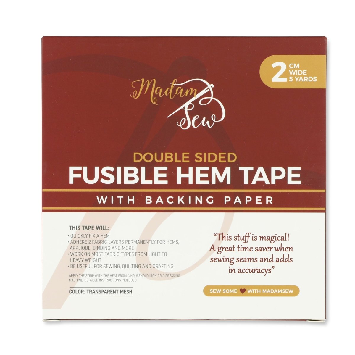 Fusible Hem Tape (50 yd) - 2 widths available – MadamSew