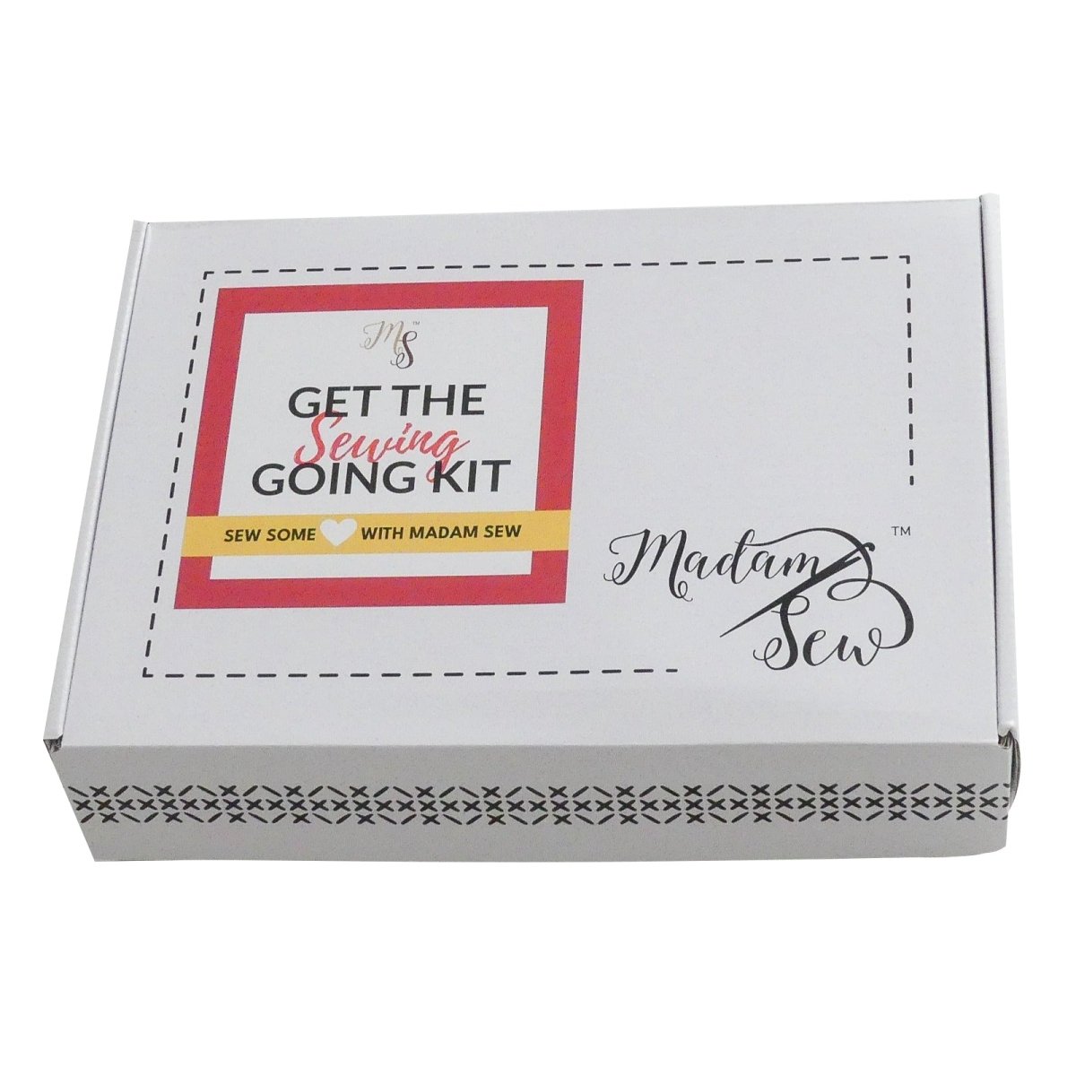 A white box of the Madam Sew starter kit for sewing