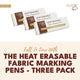 Heat Erasable Fabric Marker Pens - Three Pack