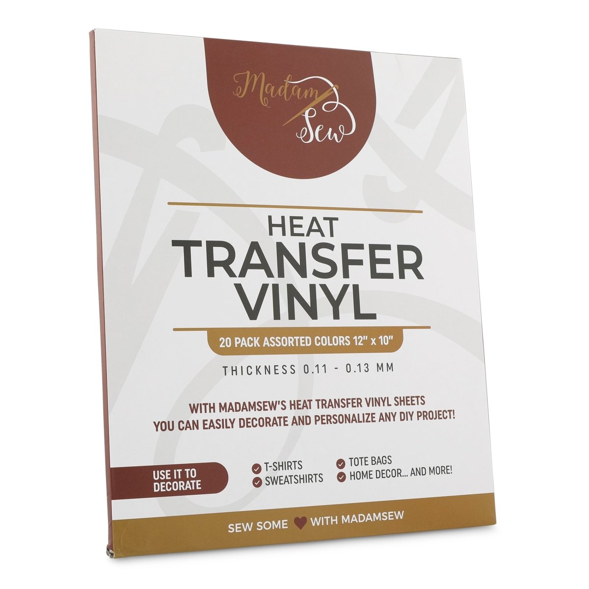 Assorted HTV Heat Transfer Vinyl Bundle: 20 Pack 12 x 10 White Iron on  Vinyl for T-Shirts
