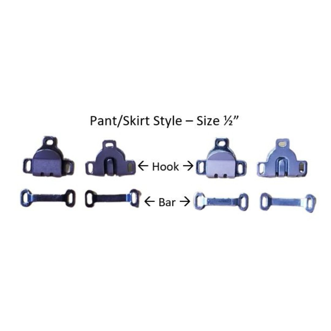 MadamSew Pant & Skirt Fasteners with Size and part names (Hook & Bar)