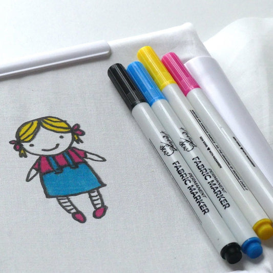 Drawing on fabric with permanent fabric markers