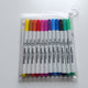 Ten colors of permanent fabric markers in a transparent pouch