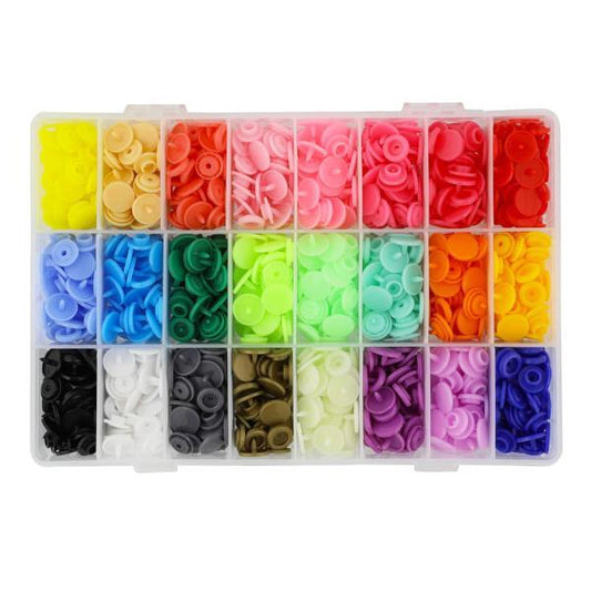 Box of color Plastic Snap Buttons - 360 snaps
