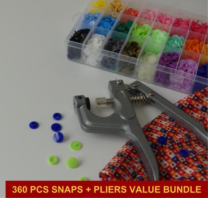 TmppDeco Plastic Snaps w Snap Pliers 460 Piece 24 Colors Sewing