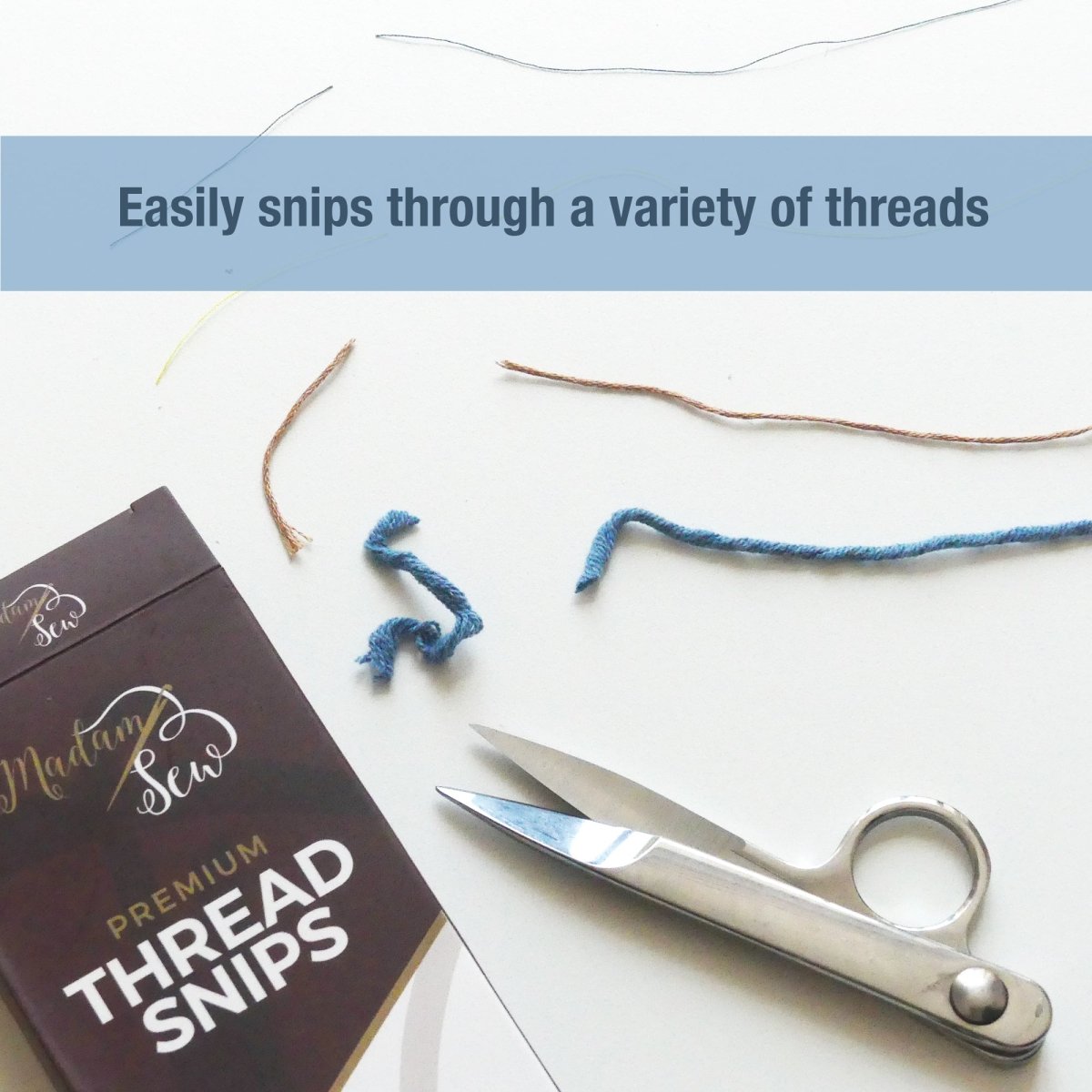 Madam Sew thread snips and the box and thread ends