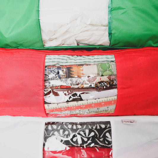 Quilt Storage Bag - Green "Fir Tree", Red "Holly Berry", White "Snow Fall" or Lemon - MadamSew