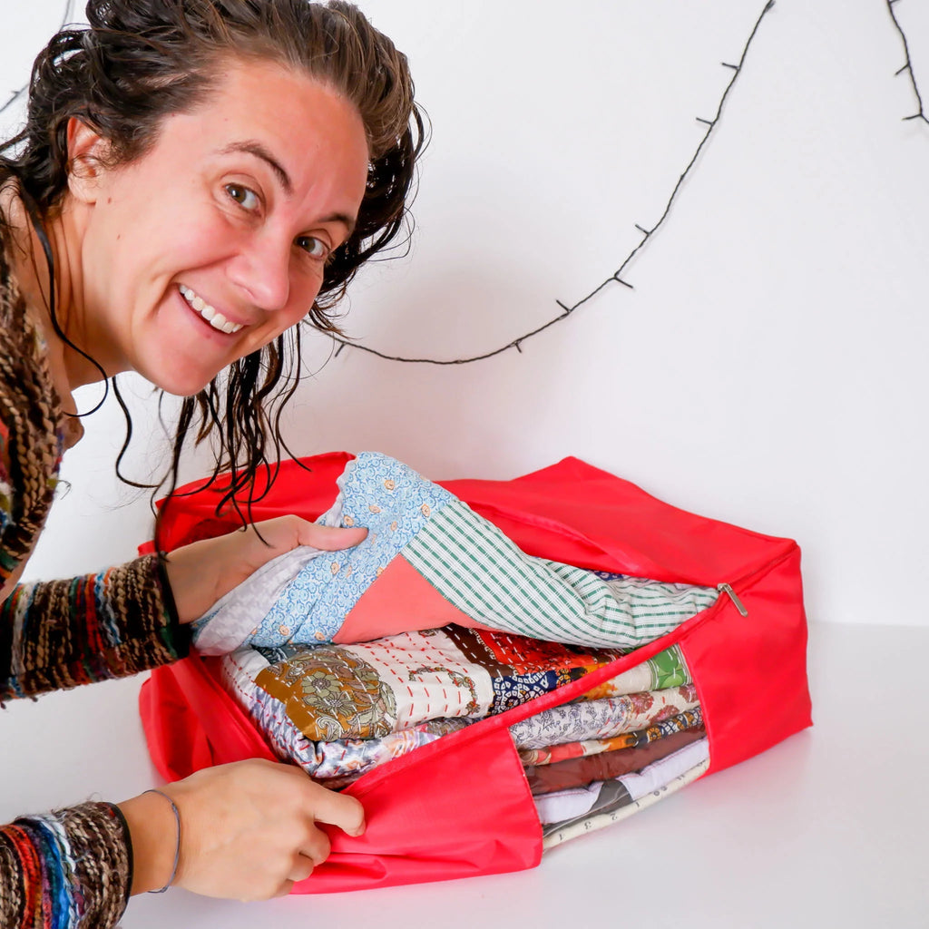 Quilt Storage Bag - Green "Fir Tree", Red "Holly Berry", White "Snow Fall" or Lemon - MadamSew