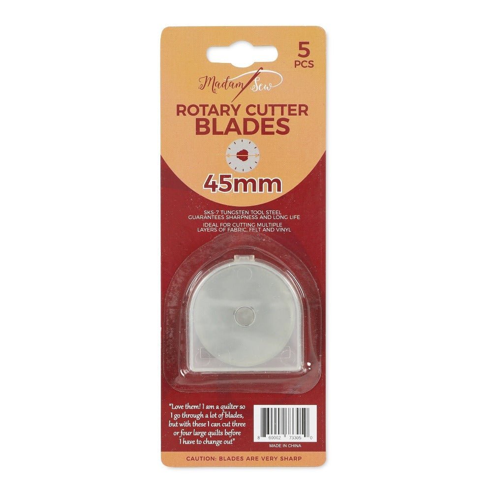 Madam Sew Rotary Cutter Blades 5pcs - size 45mm in packaging