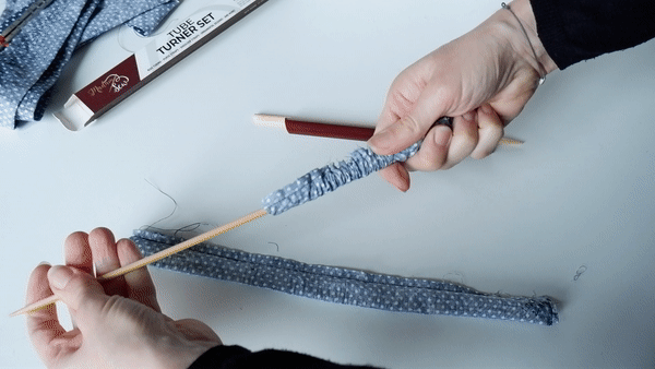 Gif showing how to use the Madam Sew Tube Turner Set