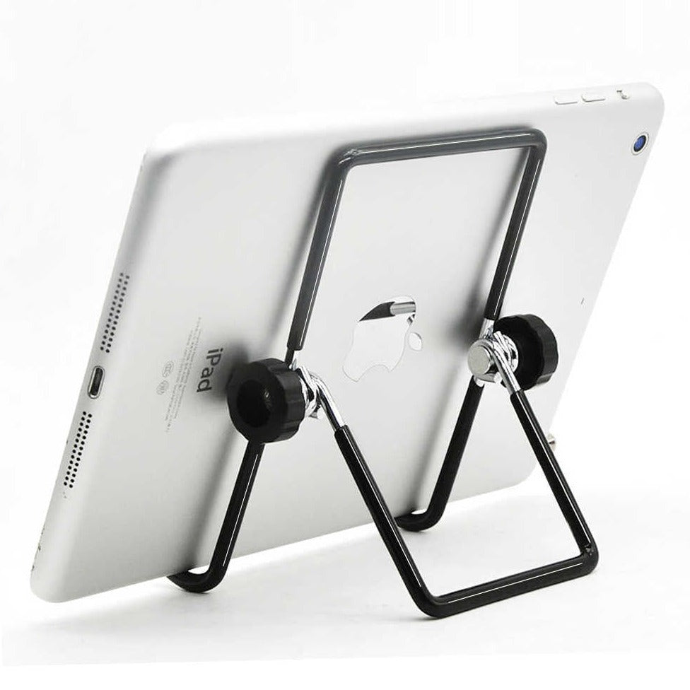 The Universal Tablet Stand by Madam Sew holding a tablet on a table