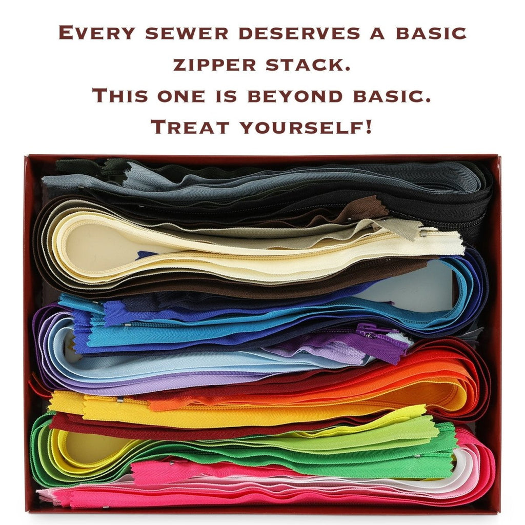18 inch zippers in 22 colors in a box by Madam Sew